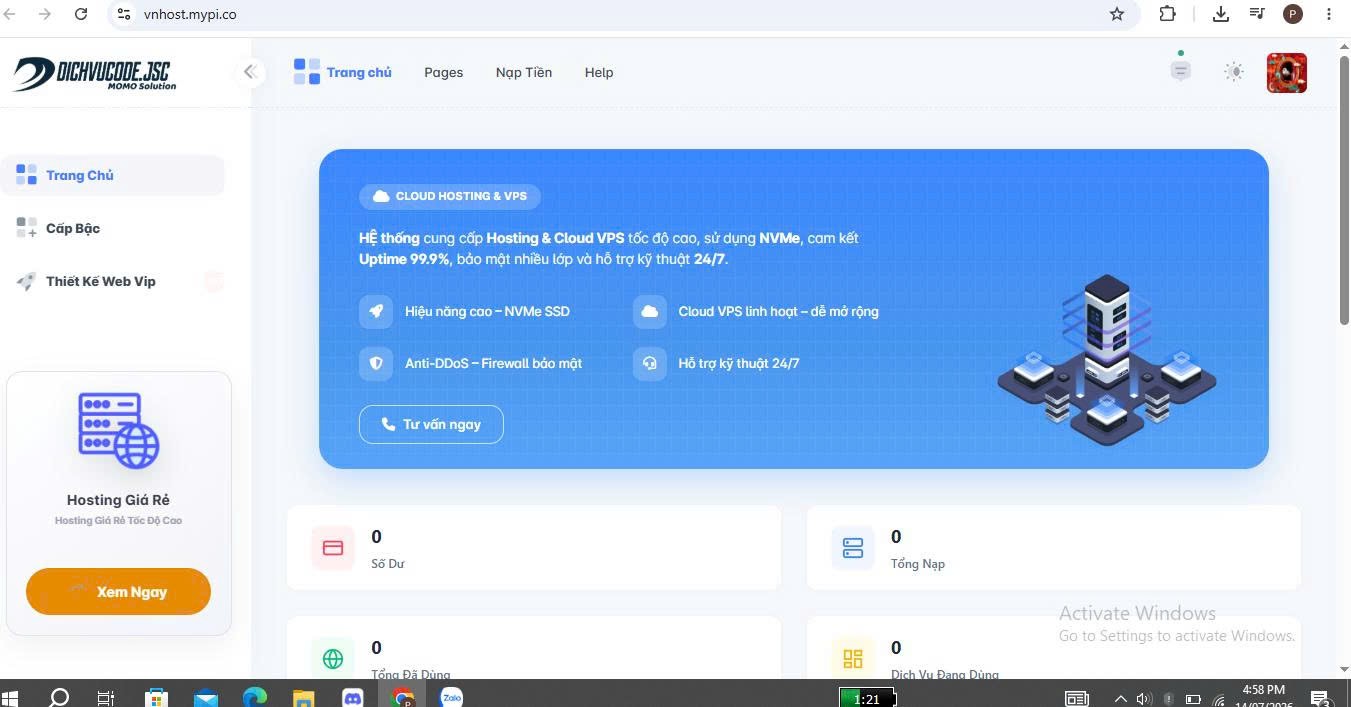Soucre Code Bán Hosting, Mã Nguồn, Tên Miền, Cron jobs By DatCoderVN